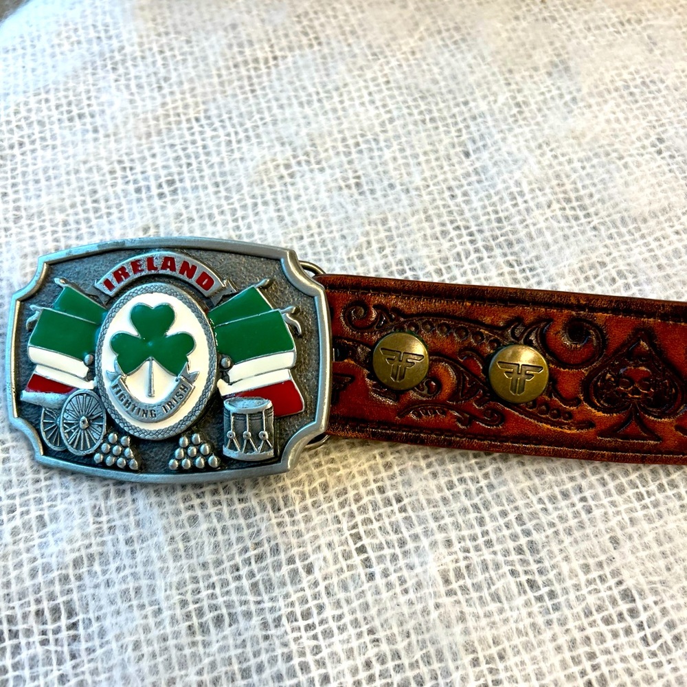 Tanside Ltd. Of England Vintage Irish leather Belt  with Buckle